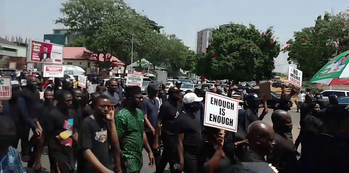 Atiku Leads Protest To INEC Headquarters Over Presidential Election Results