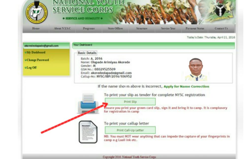 printing nysc green card