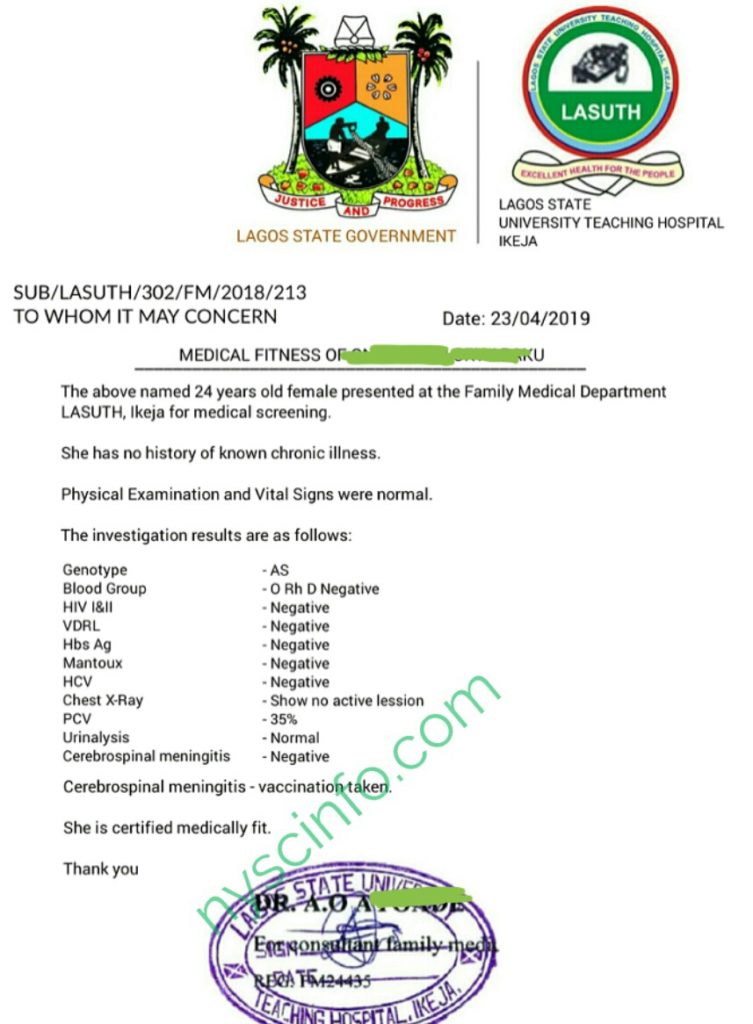 How To Get Medical Fitness Certificate For NYSC Registration