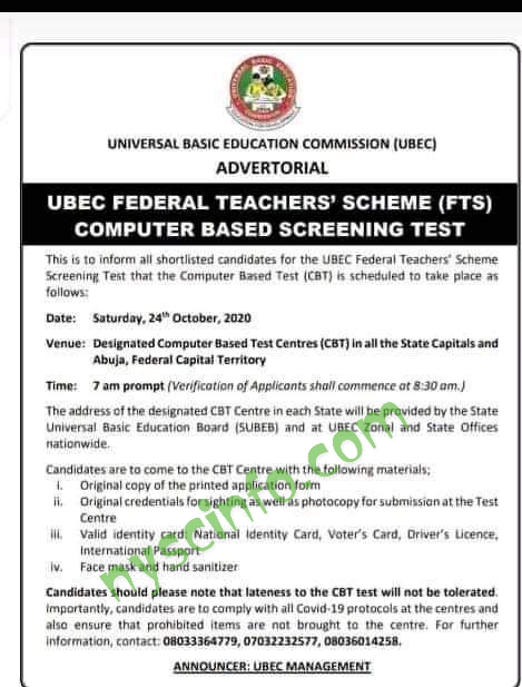 UBEC FTS screening test