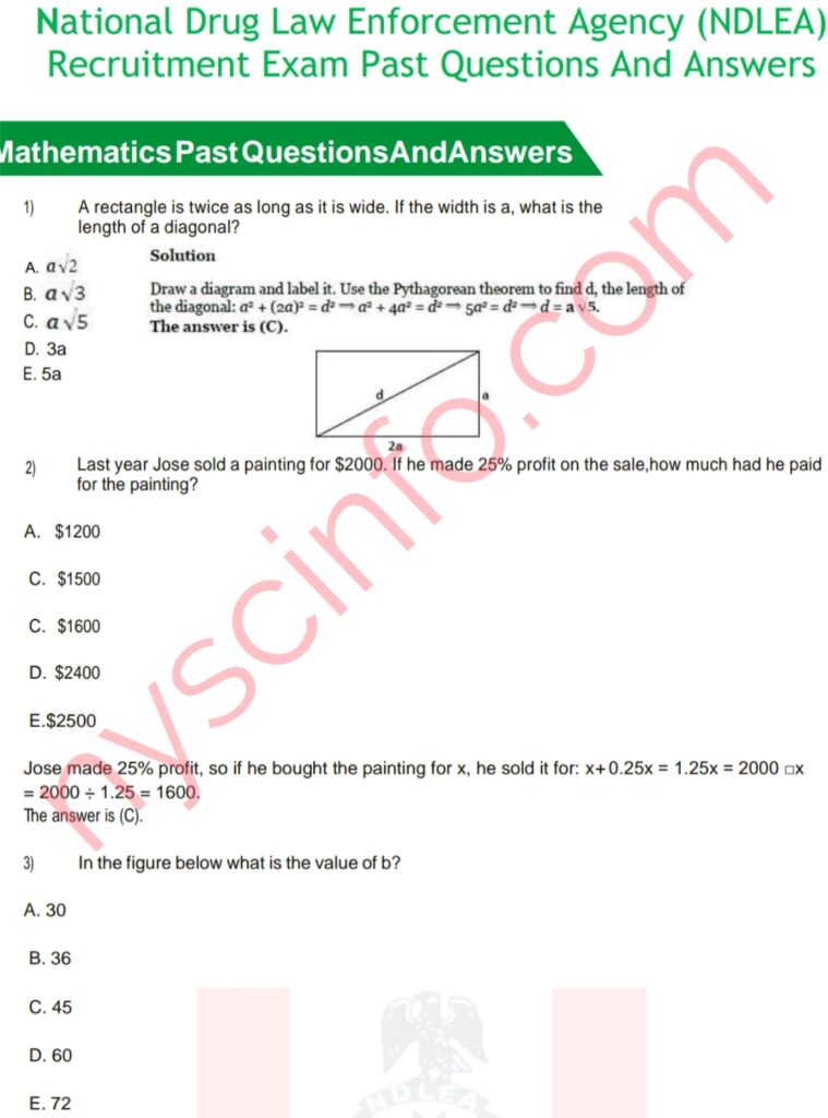 NDLEA Recruitment Past Questions & Answers (Download PDF)