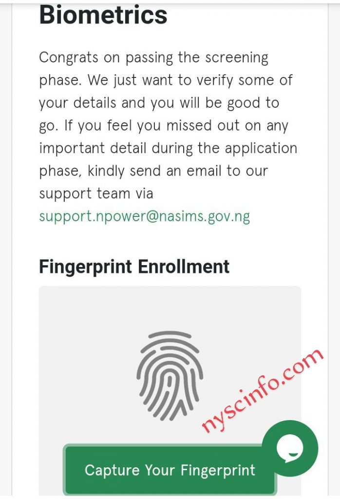 Npower fingerprint enrollment