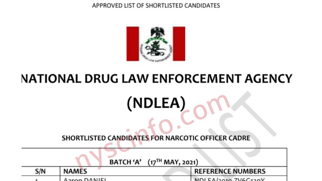 Shortlisted NDLEA