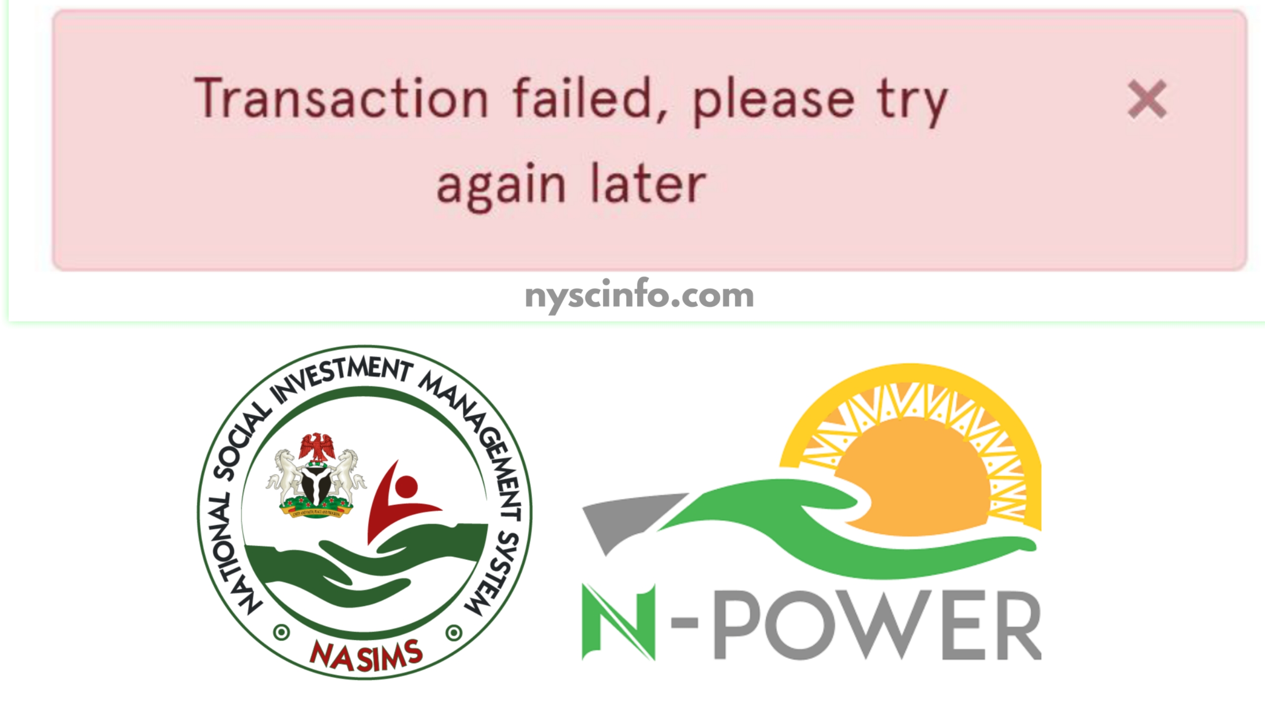Why you see 'Transaction Failed' on Npower NASIMS portal
