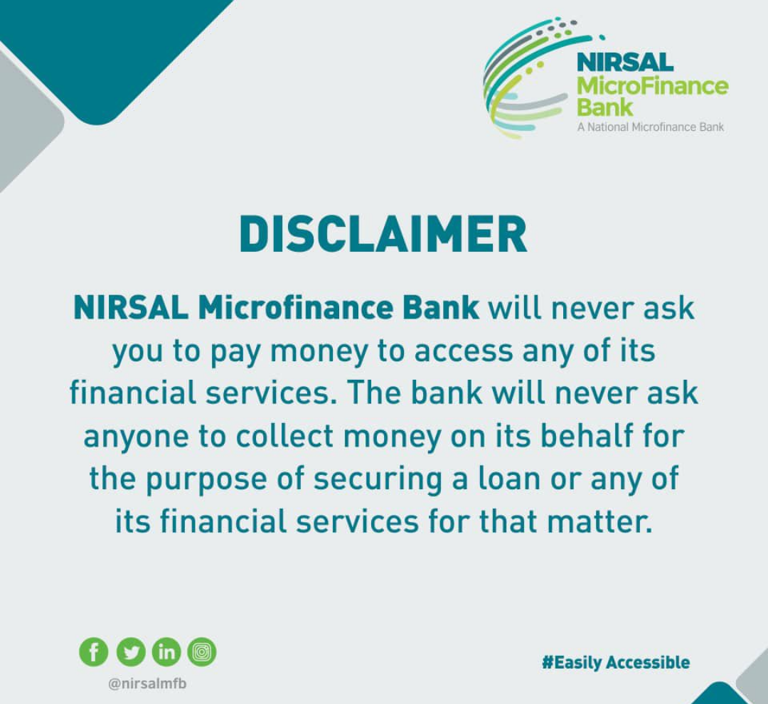 NIRSAL Microfinance Bank Fresh Warning To Loan Applicants