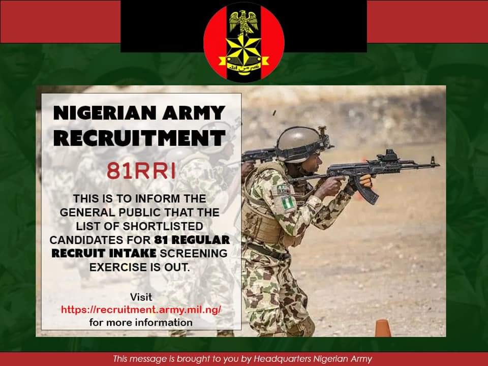 Army Releases List Of Successful Candidates For Mass Recruitment