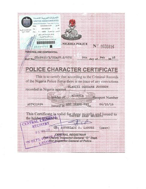 Cost Of Police Clearance For Traveling Outside Nigeria