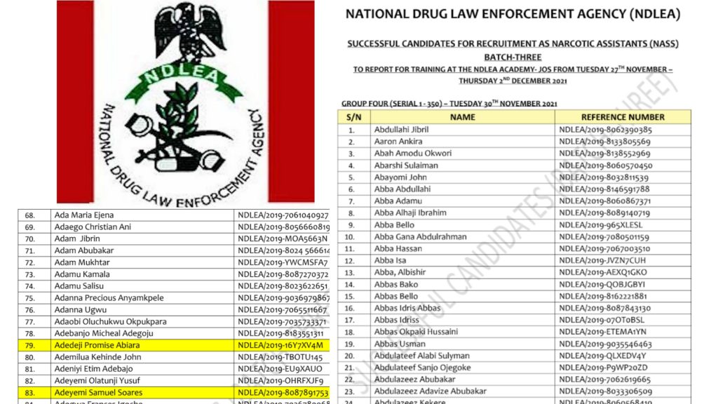 NDLEA Batch 3 Recruitment Training List and Date