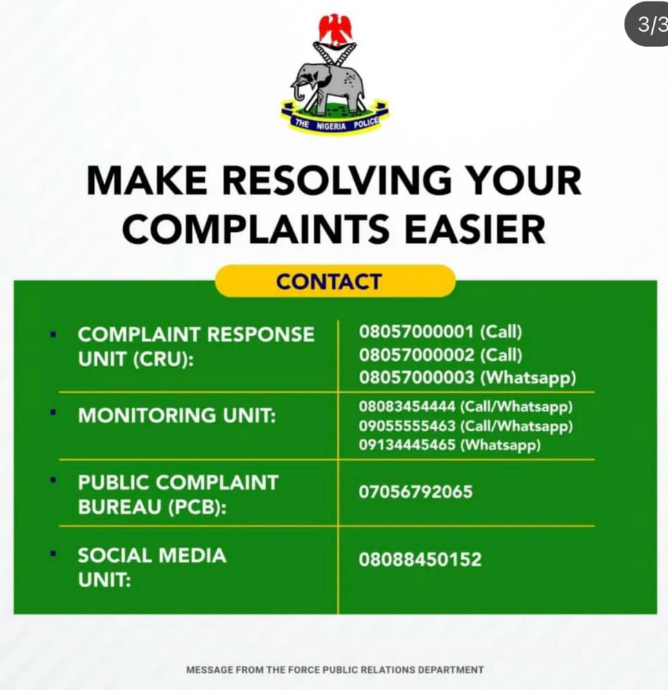 Numbers To Call If Harassed By Officers Of Nigerian Police Force