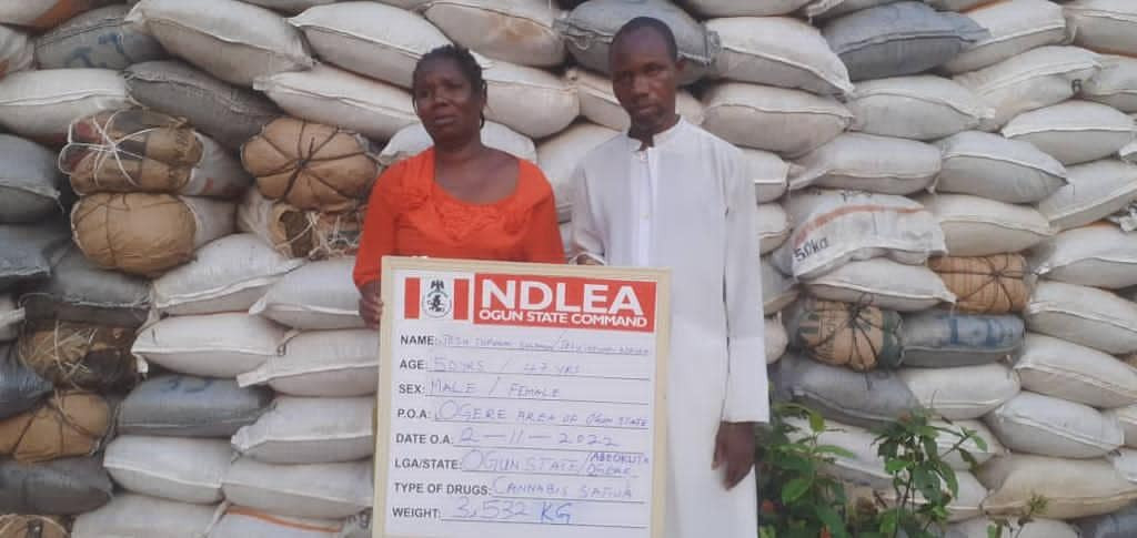 NDLEA Nabs Couple With 273 Bags Of Cannabis In Ogun