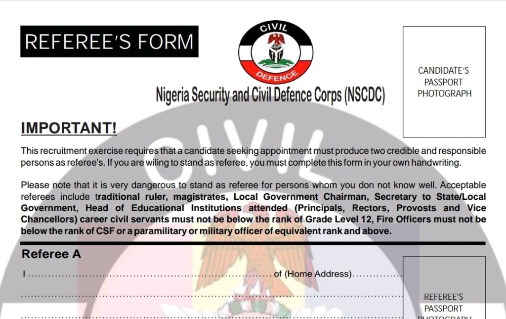 NSCDC Referee Form