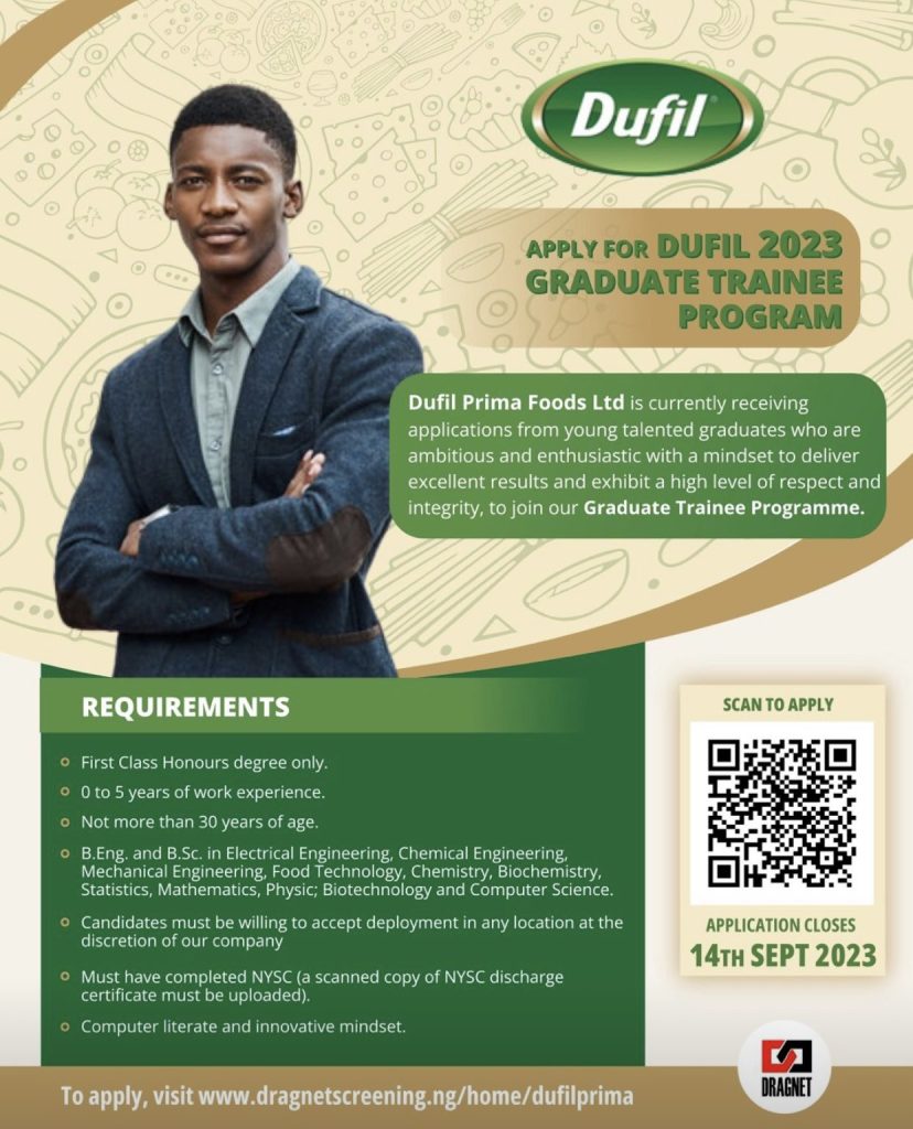 Dufil Prima Foods Plc Graduate Trainee