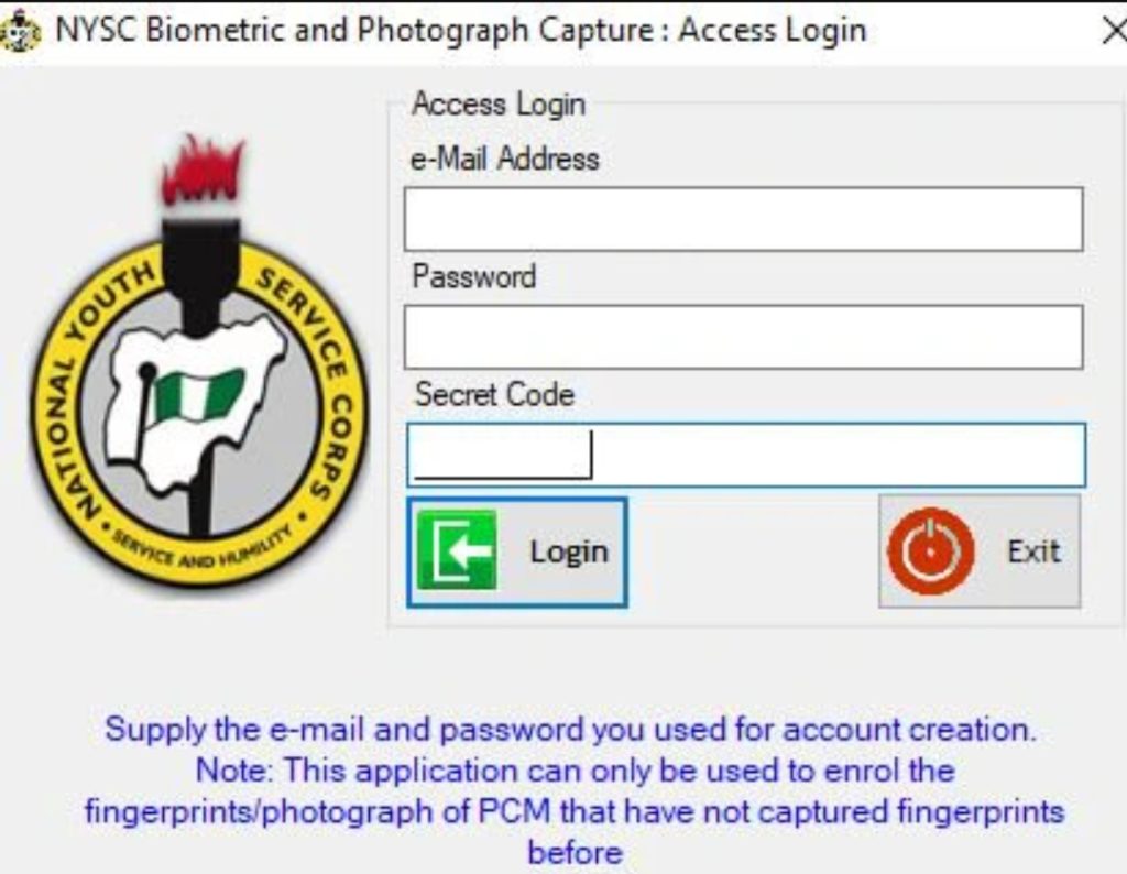 NYSC Biometric Secret Code