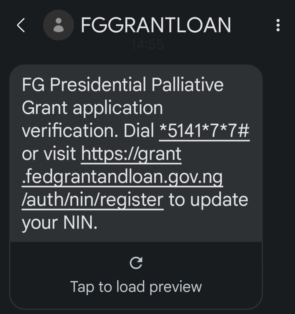 Verification Process for Presidential Palliative Grant